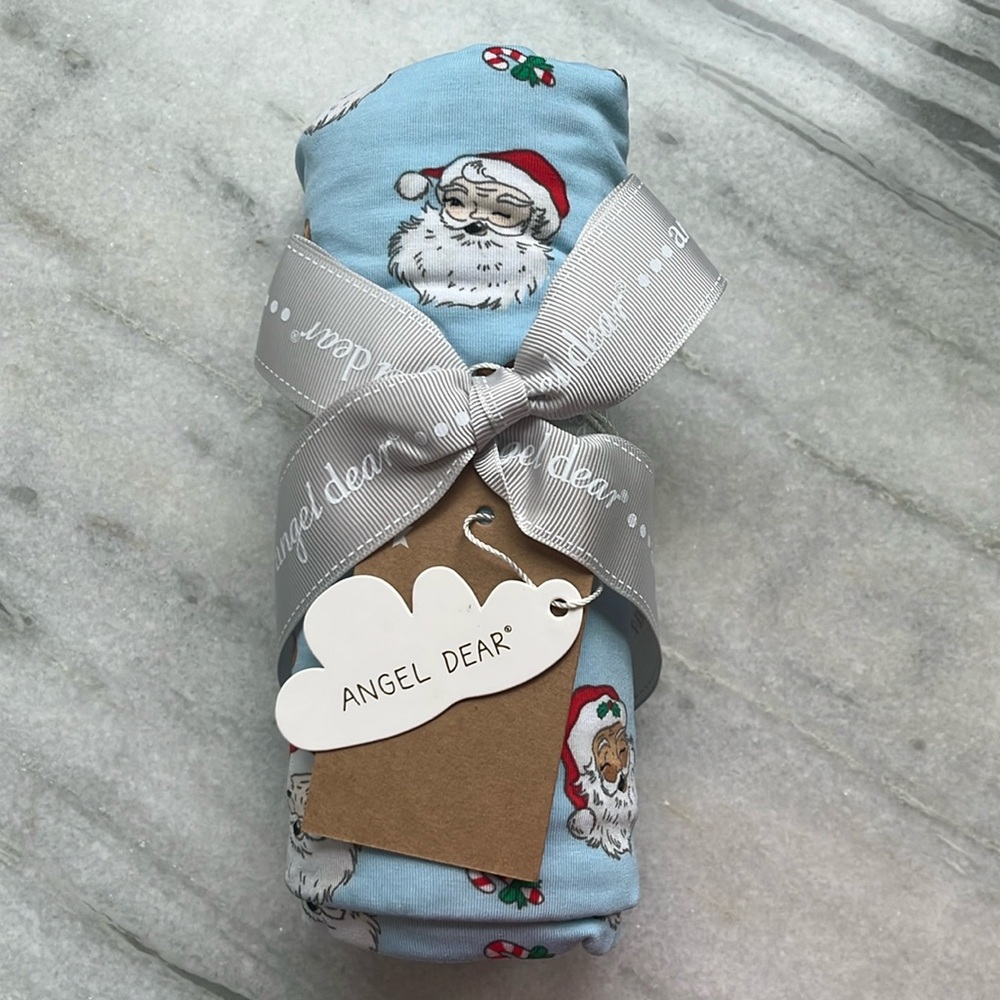 Angel Dear Santa Swaddle Blanket - Blue and White